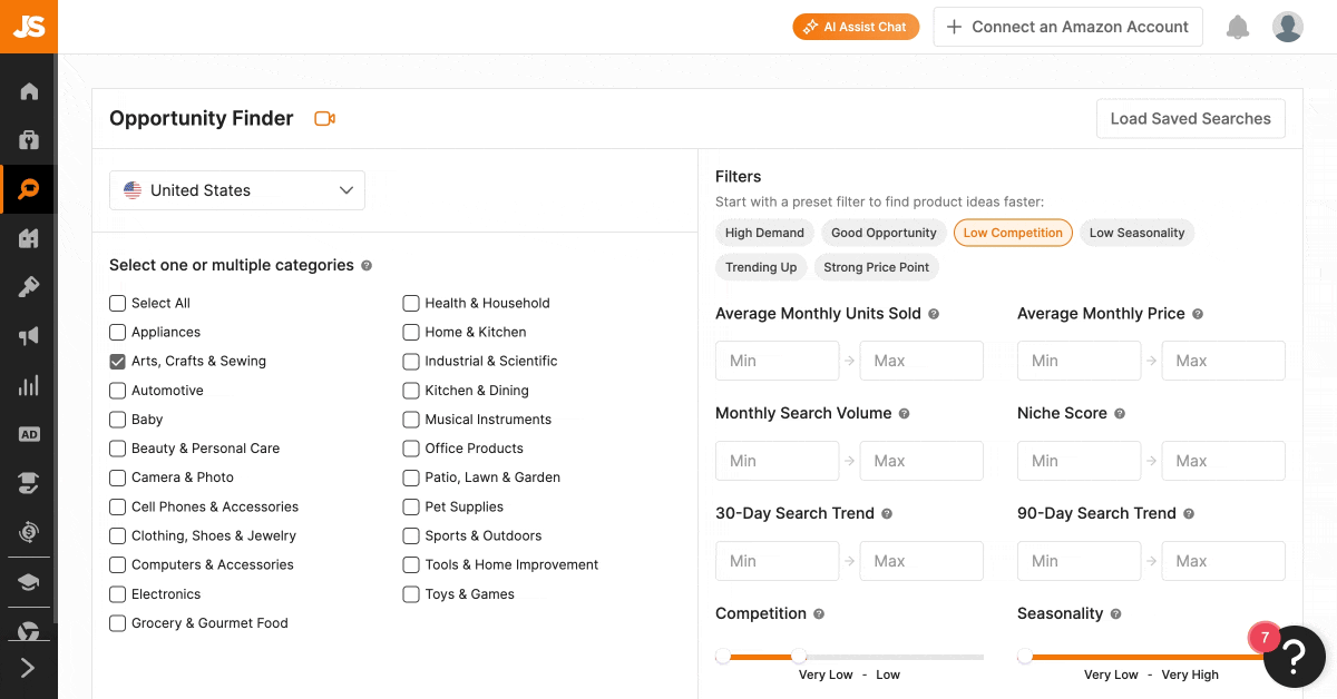 Jungle Scout Niche Finder 1 JS Niche FInder