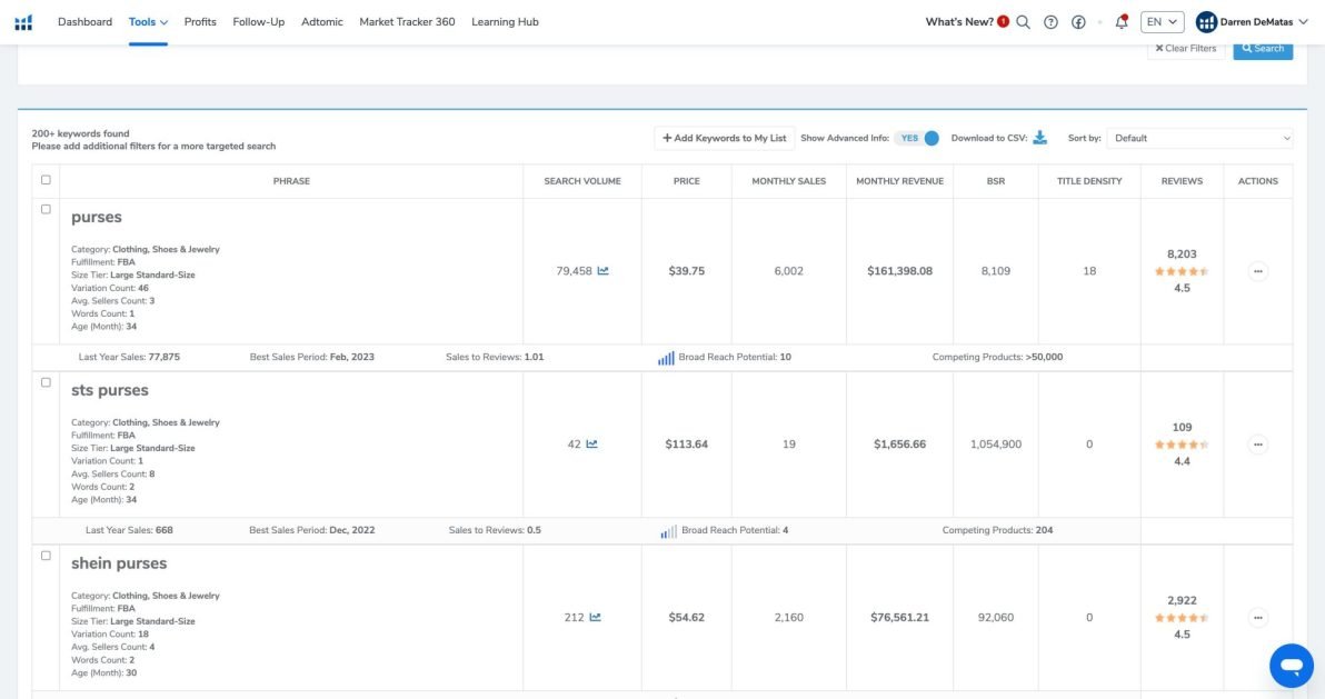 Black Box Amazon keyword research tool