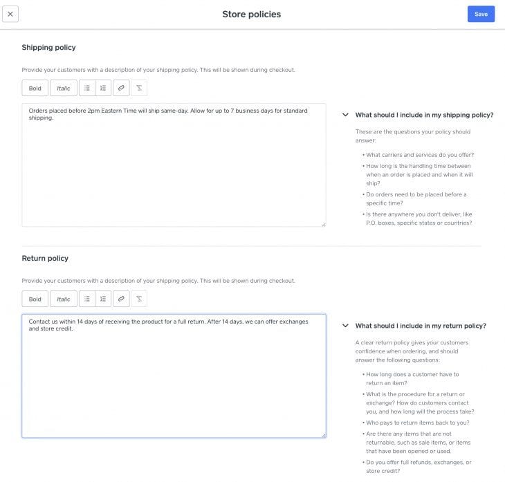 image 10 store policies