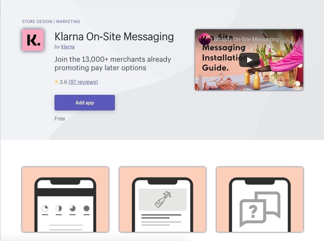 imagen 6061e2605132c Mensajería en el sitio de Klarna Aplicación de Shopify