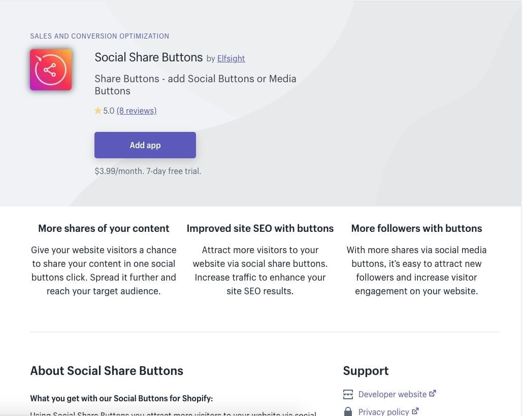 imagen 6061e27bdea65 Botones para compartir en redes sociales Aplicación de Shopify