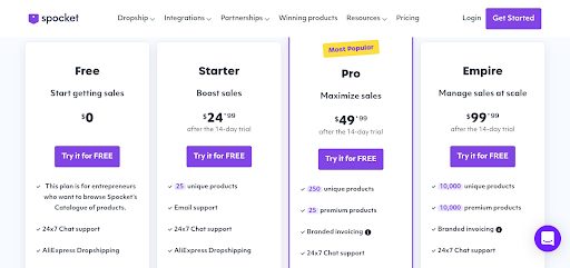 Precios de Spocket Precios de Spocket