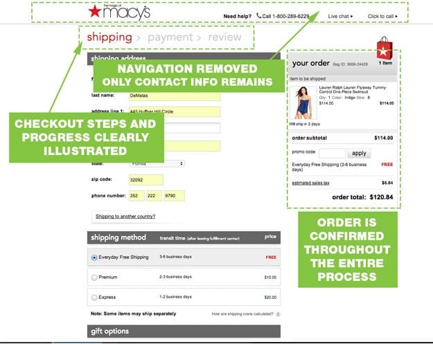Meilleures pratiques UX Processus de paiement Macys UX-Best-Practices-Macys-Checkout-Processus