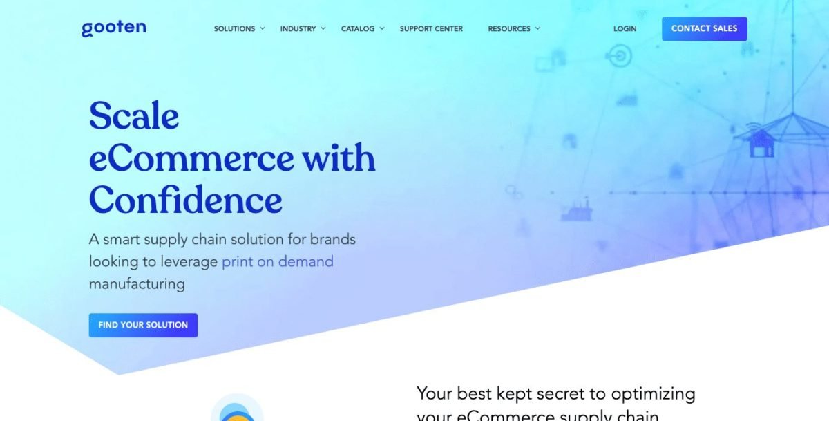 www.gooten.com Screenshot Gooten Homepage