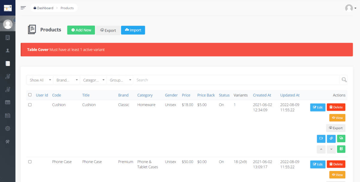 admin.podza commerce.com productsScreenshot 1 Podza Product Catalog