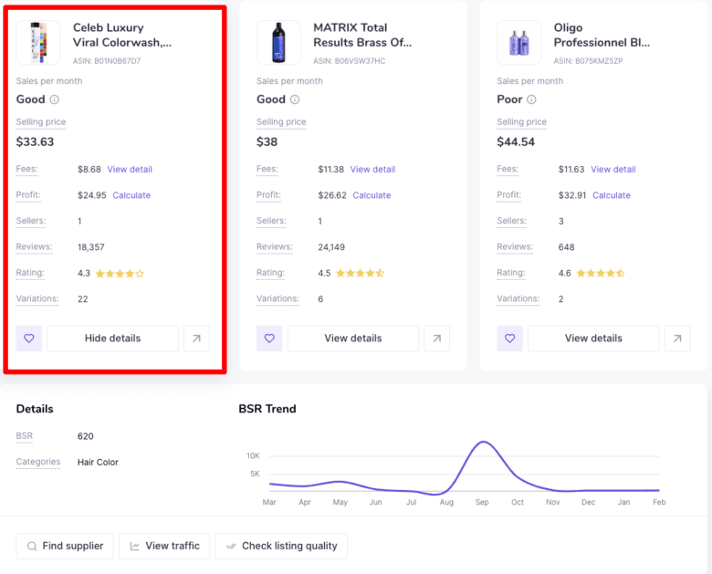 Amazon Product Research Shampoing bleu Résultats de la recherche de produits Sellzone