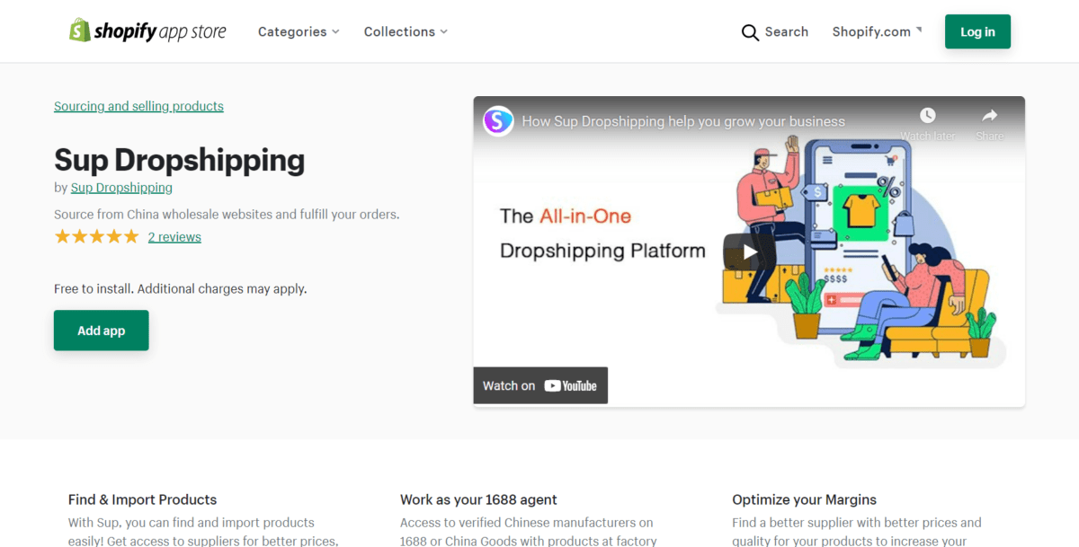 apps.shopify.com sup dropshipping 2 surface detailsupdropshippingsurface inter position1surface intra position4surface typesearchScreenshot Sup Dropshipping Shopify app