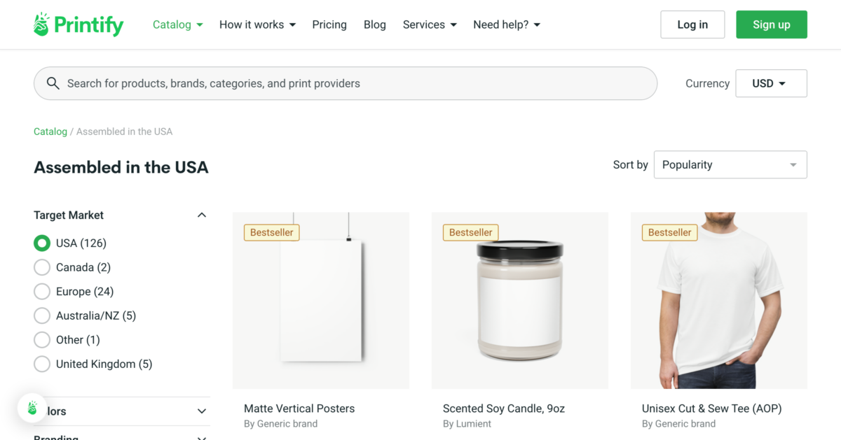 Assembled in the USA products Printify Printify USA Products