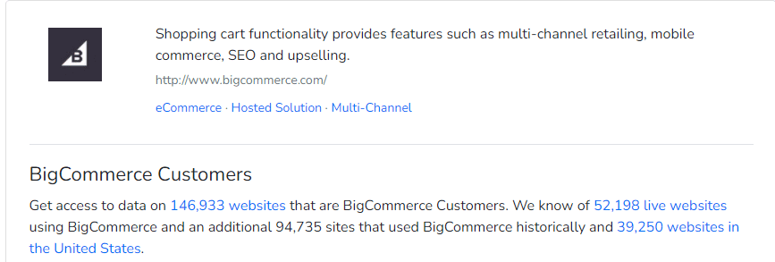 Estadísticas de uso de BigCommerce Clientes de BigCommerce
