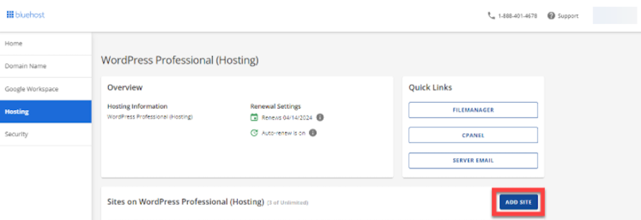 bluehost add site bluehost add site