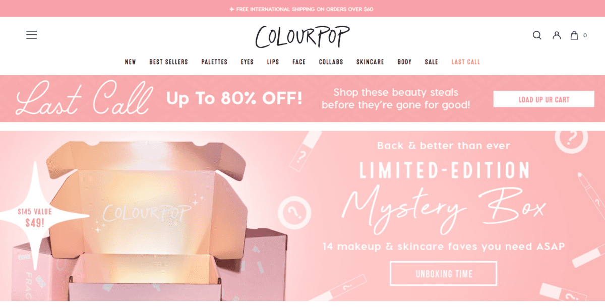 colourpop.com Screenshot Colour Pop Homepage