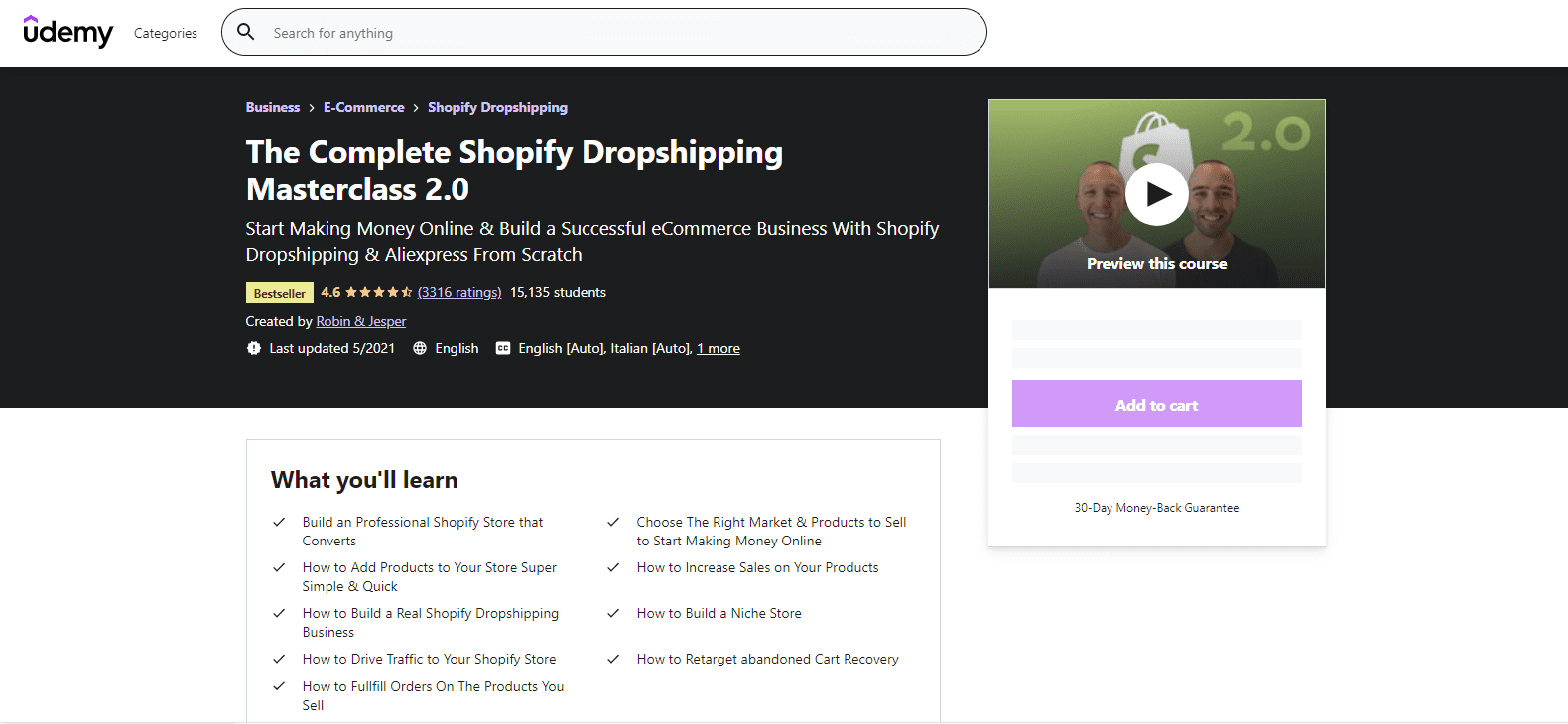 Terminez la classe de maître Shopify Dropshipping Terminez la classe de maître Shopify Dropshipping