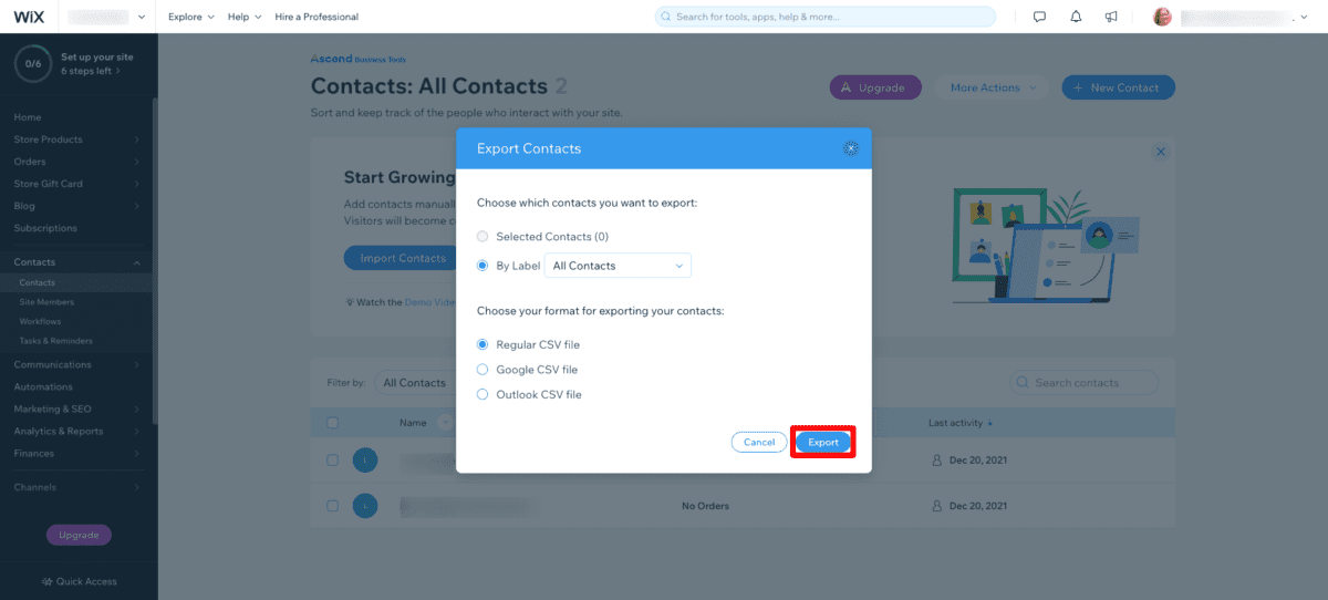 Export Wix Contacts Export Wix Customers