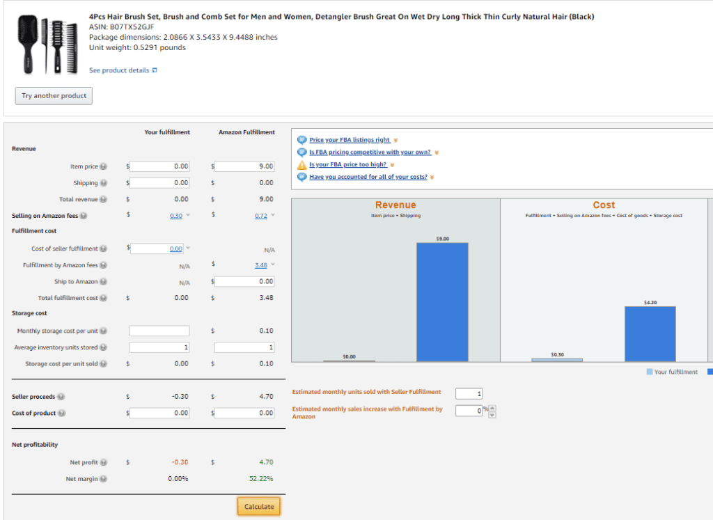 Fulfillment by Amazon Revenue Calculator Fulfillment By Amazon Revenue Calculator