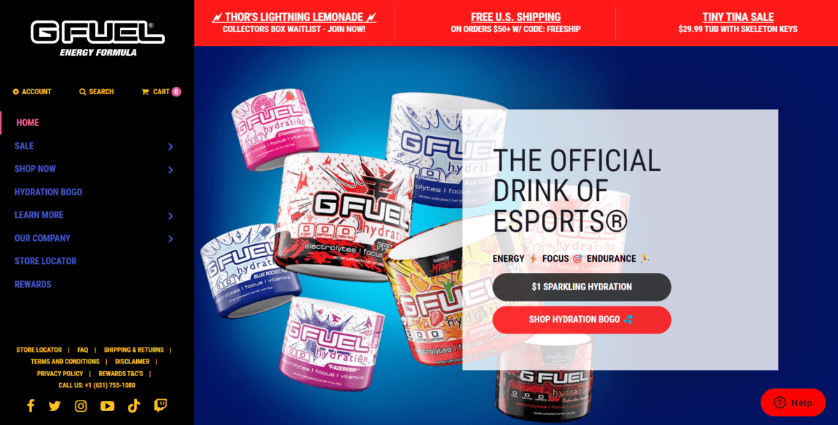 gfuel.com Screenshot GFuel Homepage