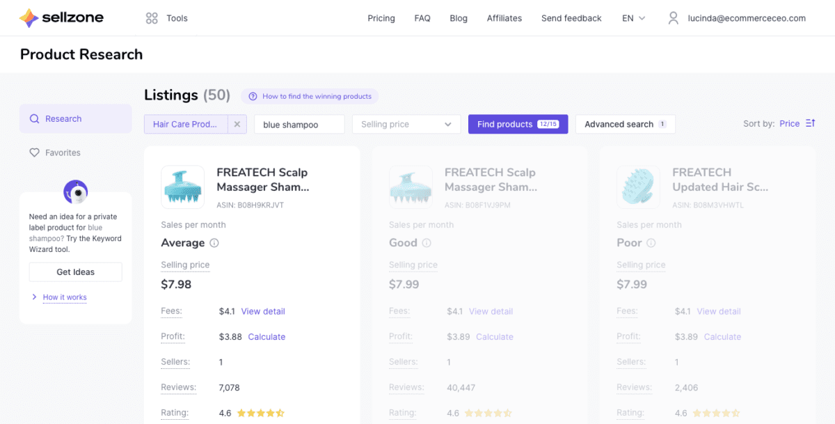 image Recherche de produits Sellzone