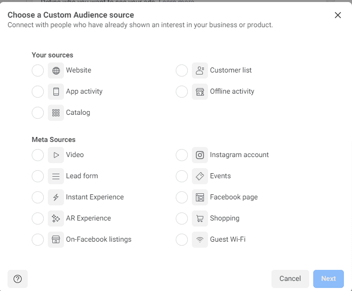 Image 20 Audiences personnalisées sur Facebook