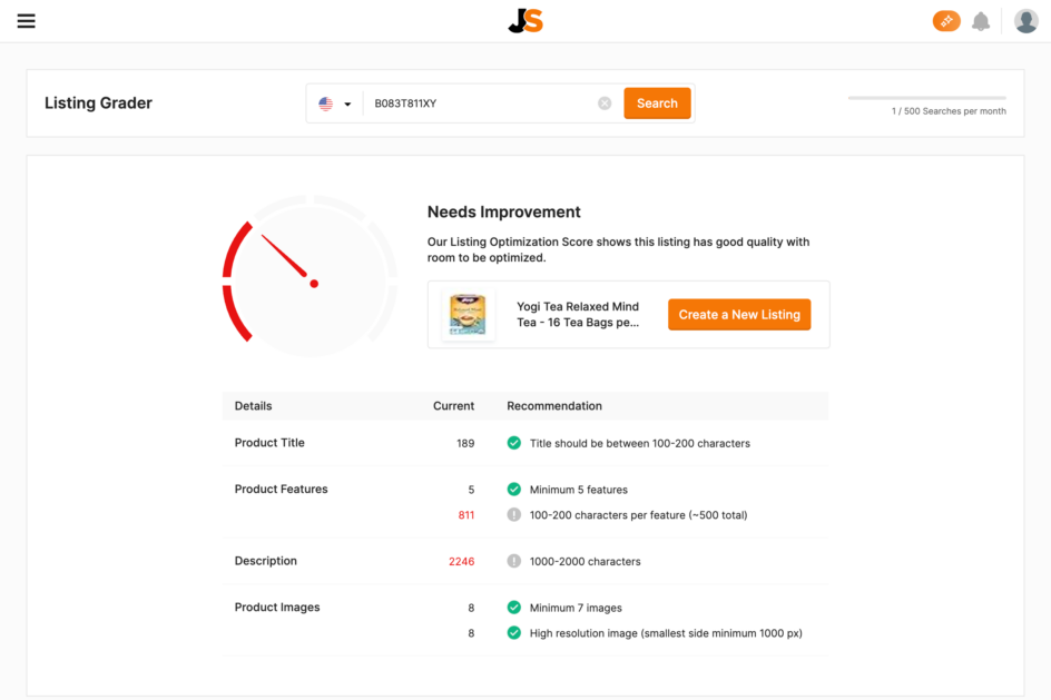 Jungle Scout Listing Analyzer JS listing analyzer
