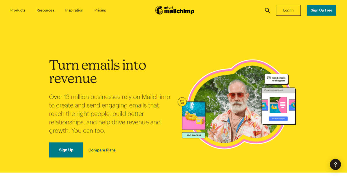 Capture d'écran mailchimp.com Mailchimp