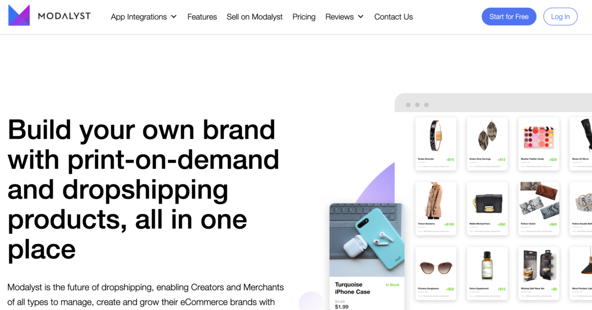 Modalyst 10M dropshipping products US suppliers Aliexpress Modalyst Screenshot