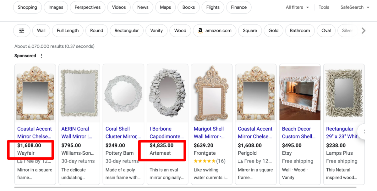 real Seashell Mirror Google Search Real Seashell Mirror
