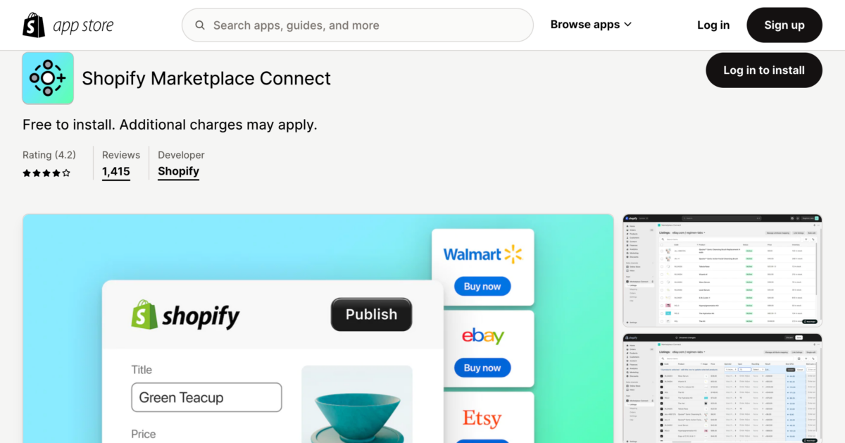 Shopify Marketplace Connect Sell on Amazon Walmart eBay and Etsy from Shopify Shopify App Sto Shopify Marketplace Connect