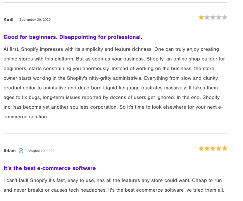 Comentarios positivos de Shopify Comentarios positivos de Shopify