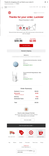 Target Transactional email Target Transactional Email Example