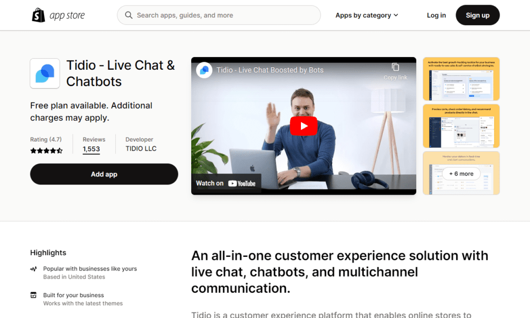 Aplicación Tidio Shopify Aplicación Tidio Shopify