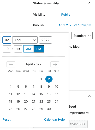 calendrier wordpress Planifier une publication dans WordPress