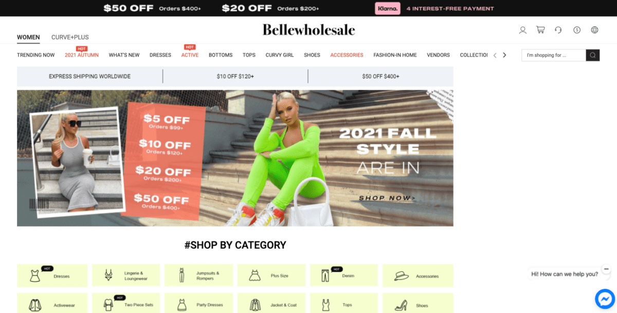 www.bellewholesale.com Screenshot BelleWholesale