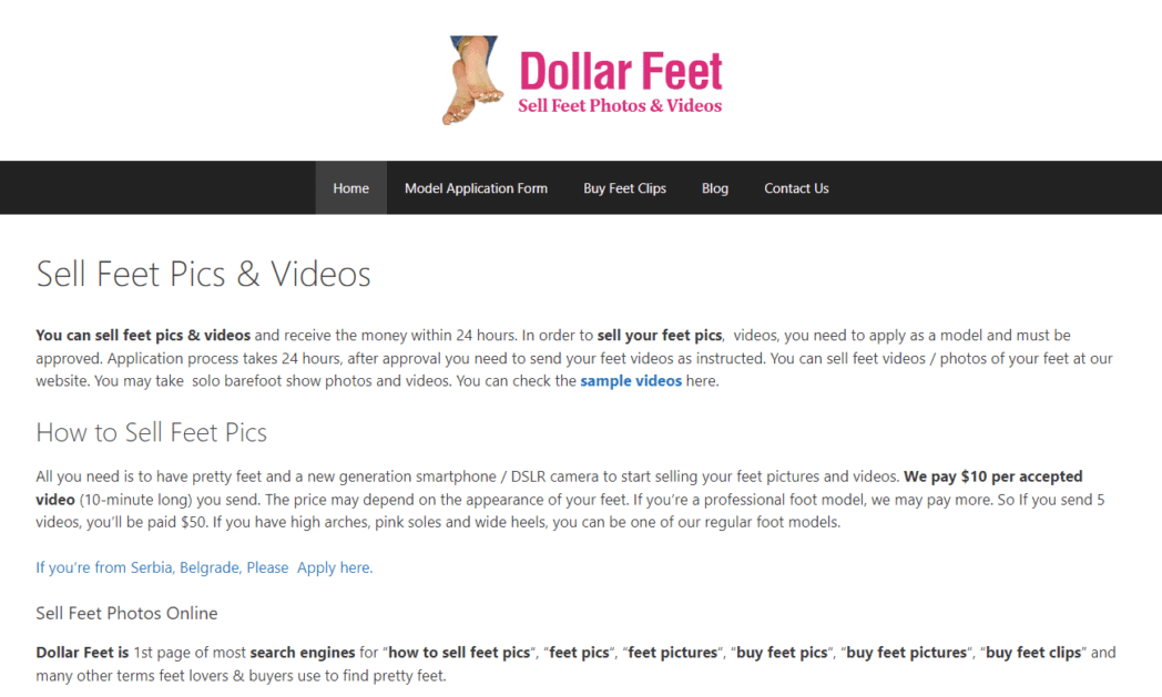 www.dollarfeet.com Capture d'écran Pieds en dollars