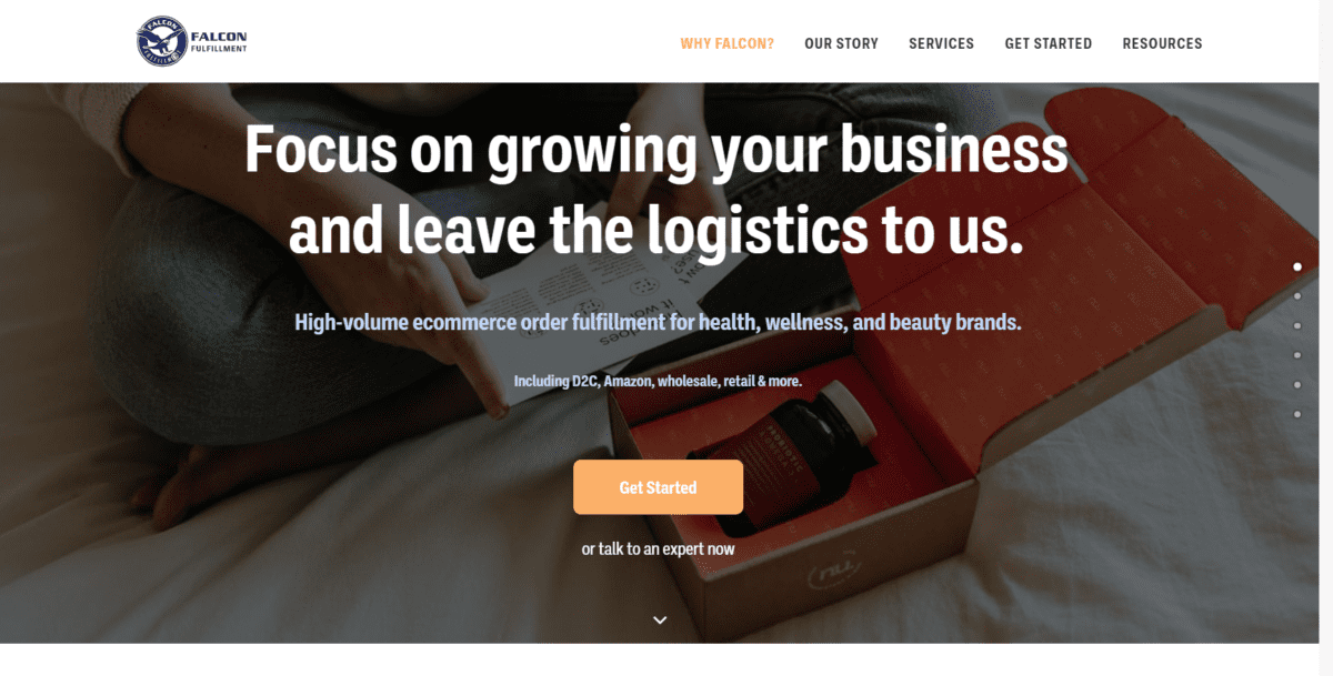 www.falconfulfillment.com Screenshot Falcon Fulfillment Homepage