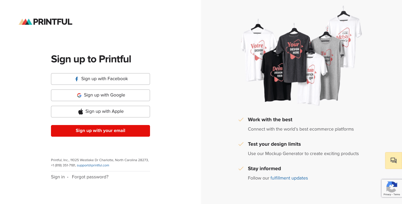 www.printful.com auth registerScreenshot Printful Signup