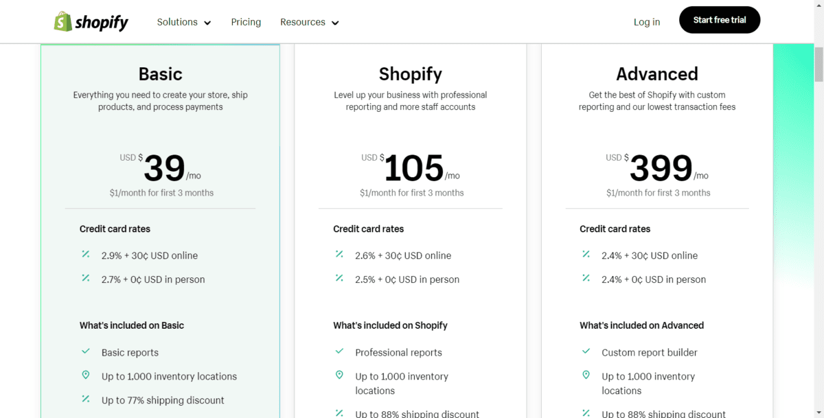 www.shopify.com pricingScreenshot Shopify Pricing and Fees