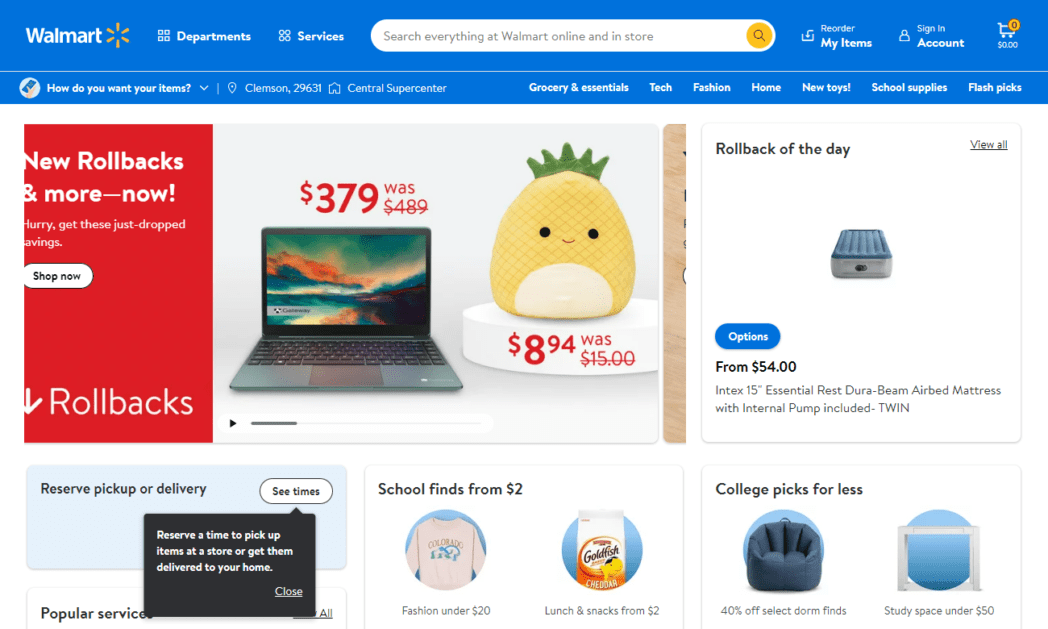 www.walmart.com Screenshot Walmart Homepage